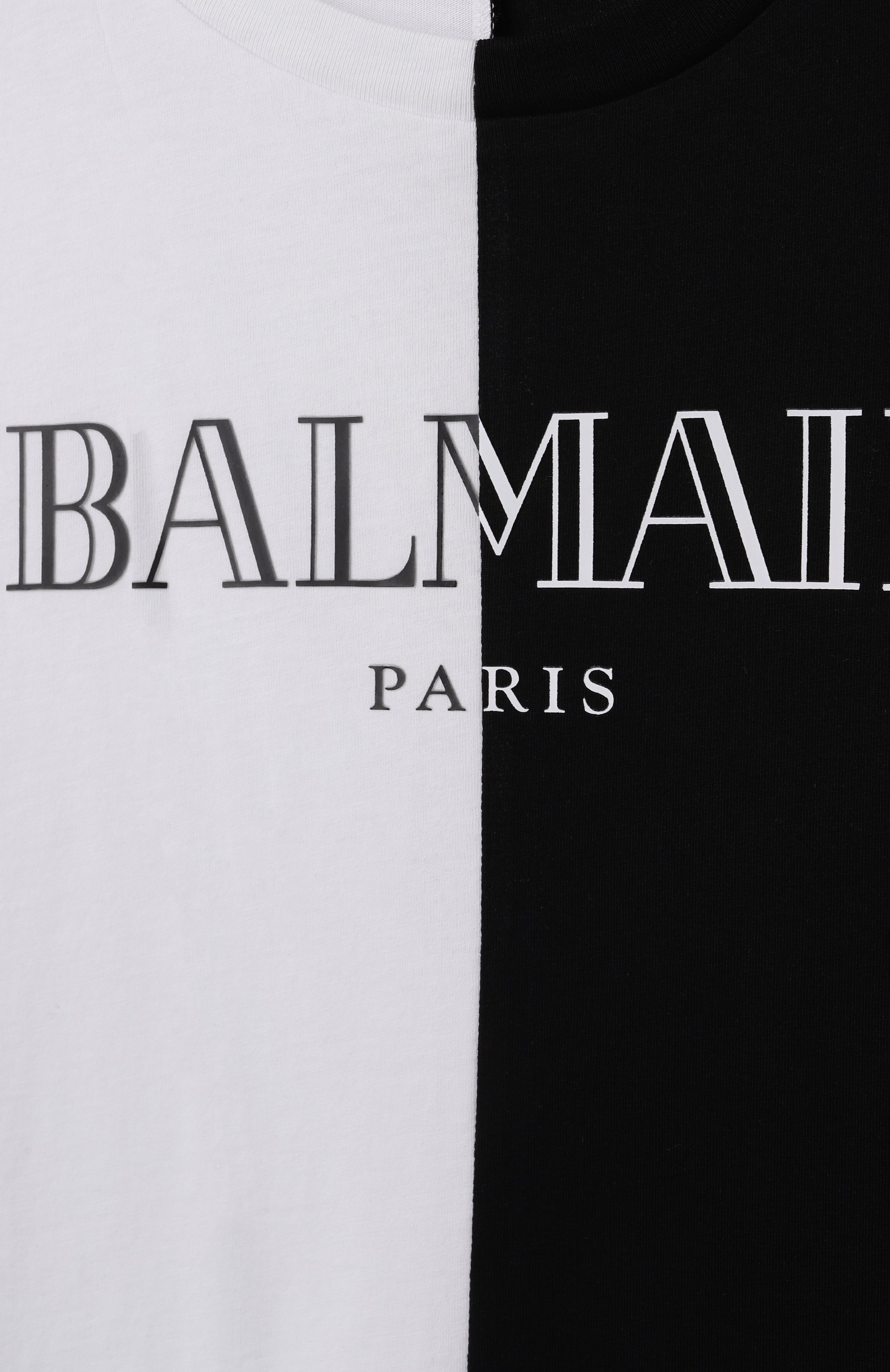 Хлопковая футболка BALMAIN черно-белого цвета по цене 19600 руб., арт. BW8Q01, фото 3 Хлопковая футболка BALMAIN, арт. BW8Q01, фото 3