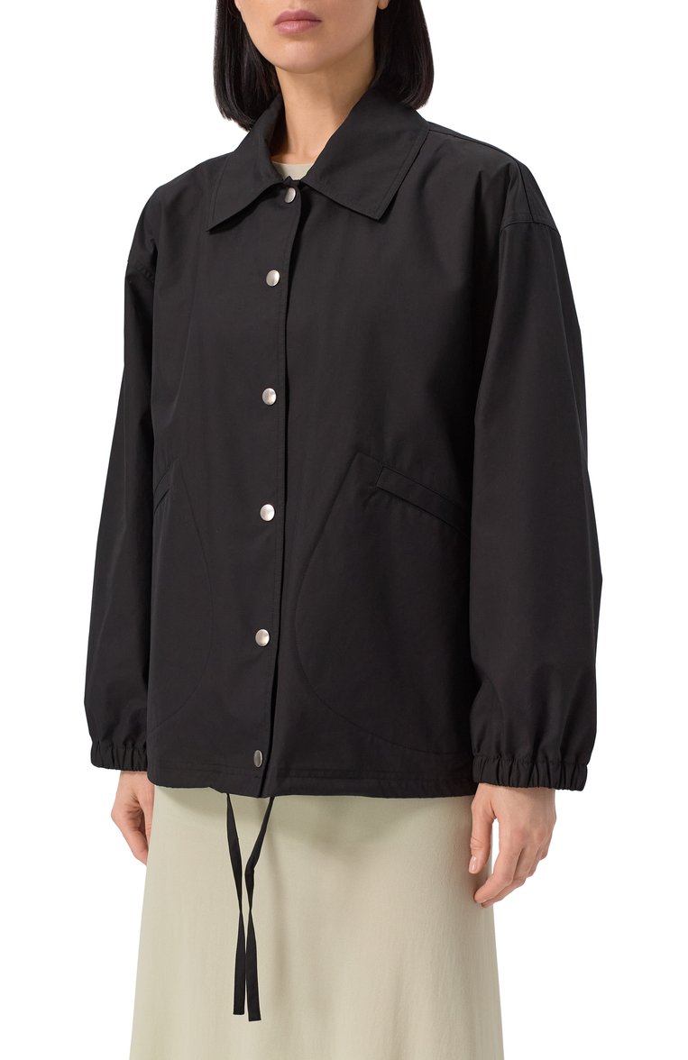 Женская хлопковая куртка JIL SANDER черного цвета, арт. J04AM0001-J45026 | Фото 3 (Материал внешний: Хлопок; Рукава: Длинные; Длина (верхняя одежда): Короткие; Кросс-КТ: Куртка, Легкие; Стили: Минимализм)