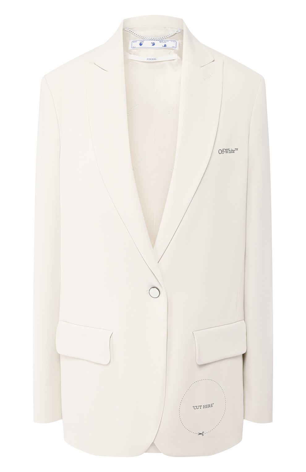 Жакет из вискозы OFF-WHITE кремового цвета по цене 113500 руб., арт. 0WEF032S20FAB0050100, фото 1 Жакет из вискозы OFF-WHITE, арт. 0WEF032S20FAB0050100, фото 1