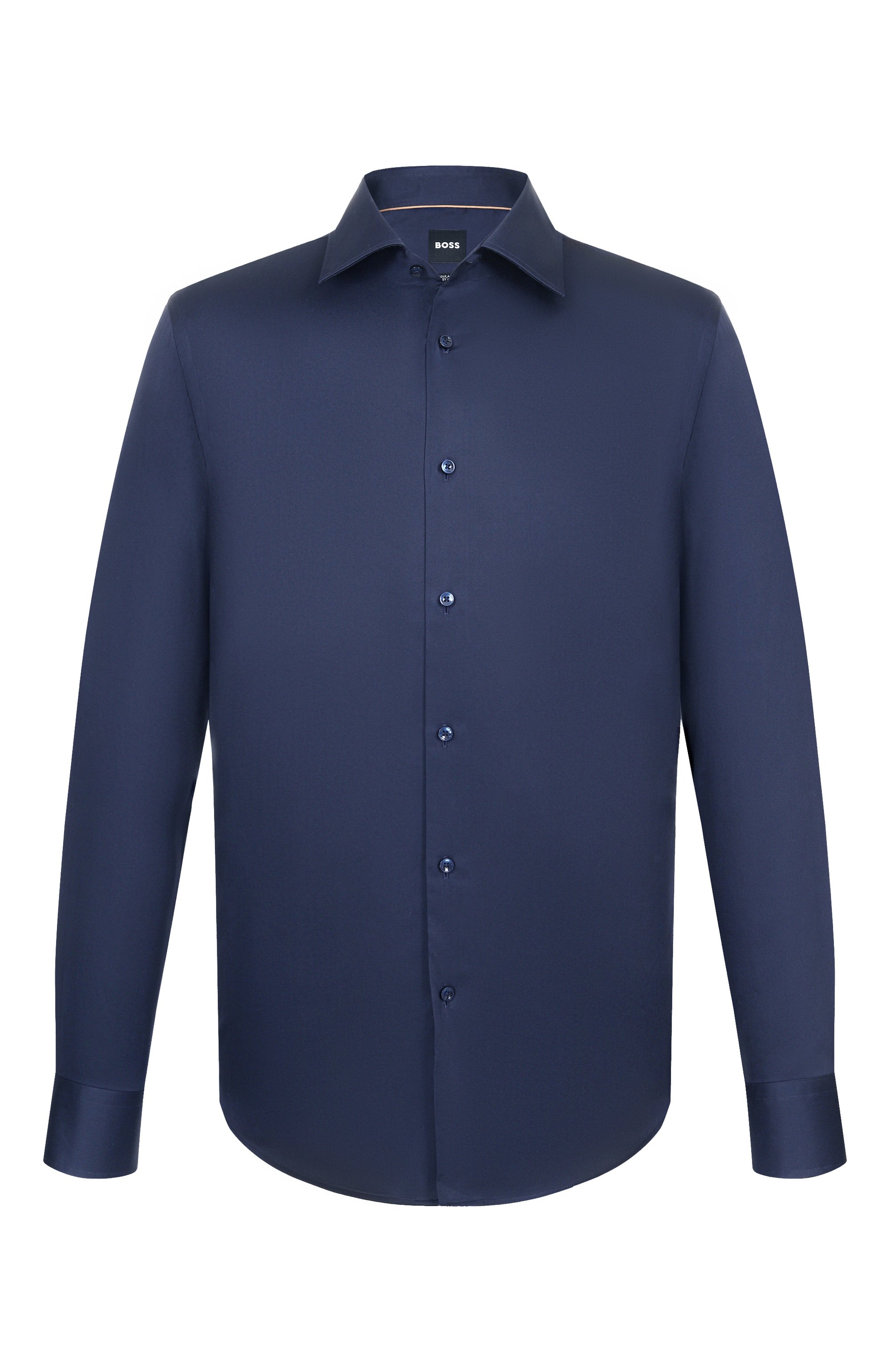 Хлопковая сорочка BOSS темно-синего цвета по цене 16950 руб., арт. 50555711, фото 1 Хлопковая сорочка BOSS, арт. 50555711, фото 1
