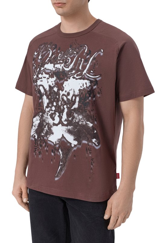 Хлопковая футболка Diesel A23744/0WEBW Коричневый  A23744/0WEBW Фото 3