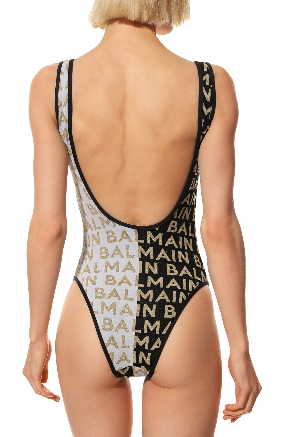 Слитный купальник BALMAIN черно-белого цвета по цене 61550 руб., арт. BKBU91130, фото 3 Слитный купальник BALMAIN, арт. BKBU91130, фото 3