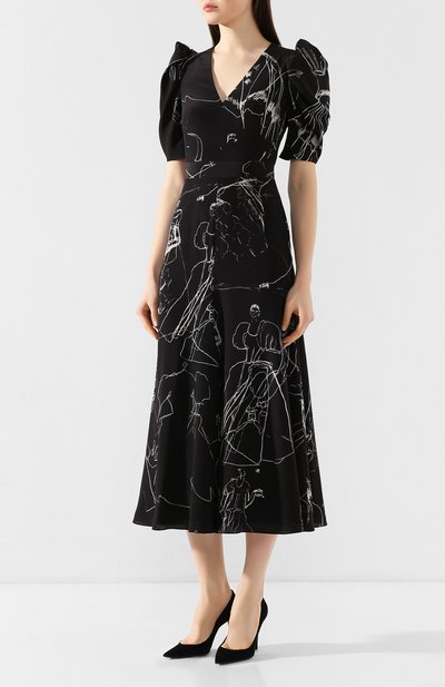 Шелковое платье ALEXANDER MCQUEEN черно-белого цвета по цене 227000 руб., арт. 620654/QDAAP, фото 3 Шелковое платье ALEXANDER MCQUEEN, арт. 620654/QDAAP, фото 3