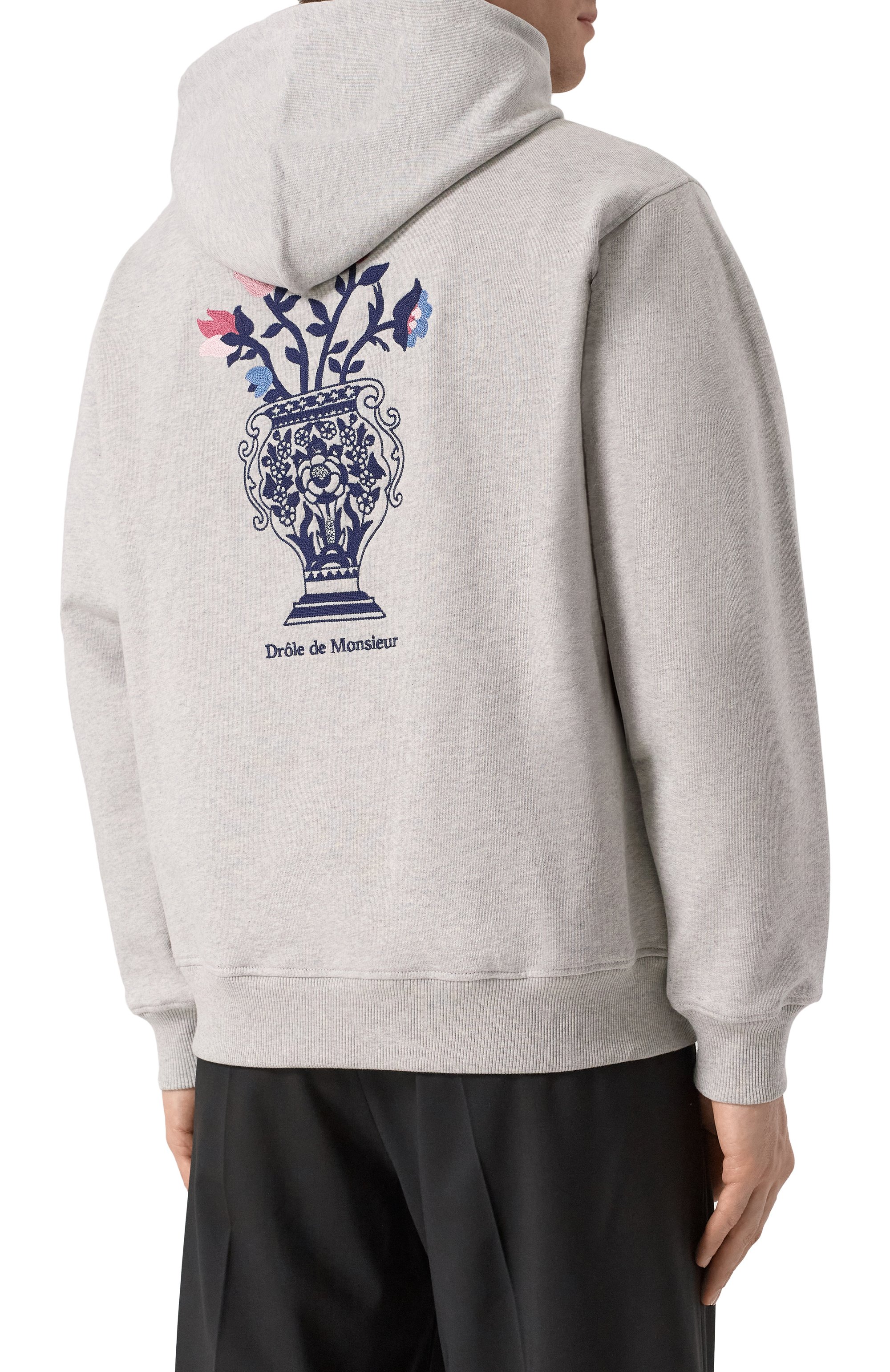 Хлопковое худи DROLE DE MONSIEUR серого цвета по цене 32800 руб., арт. E-H0171-C0127-GY, фото 4 Хлопковое худи DROLE DE MONSIEUR, арт. E-H0171-C0127-GY, фото 4