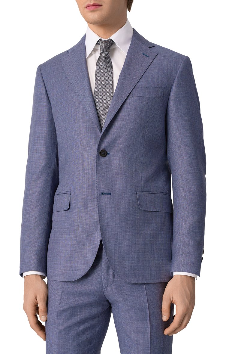 Мужской шерстяной костюм CORNELIANI синего цвета, арт. 256008-2518284_SET | Фото 3 (Рукава: Длинные; Материал подклада: Купро; Материал внешний: Шерсть; Костюмы М: Однобортный; Стили: Классический)