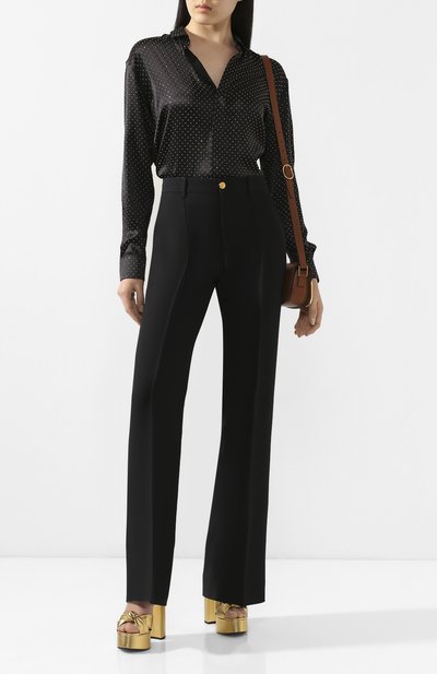 Брюки из шелка и шерсти GUCCI черного цвета по цене 141120 руб., арт. 609657/ZAD88, фото 2 Брюки из шелка и шерсти GUCCI, арт. 609657/ZAD88, фото 2