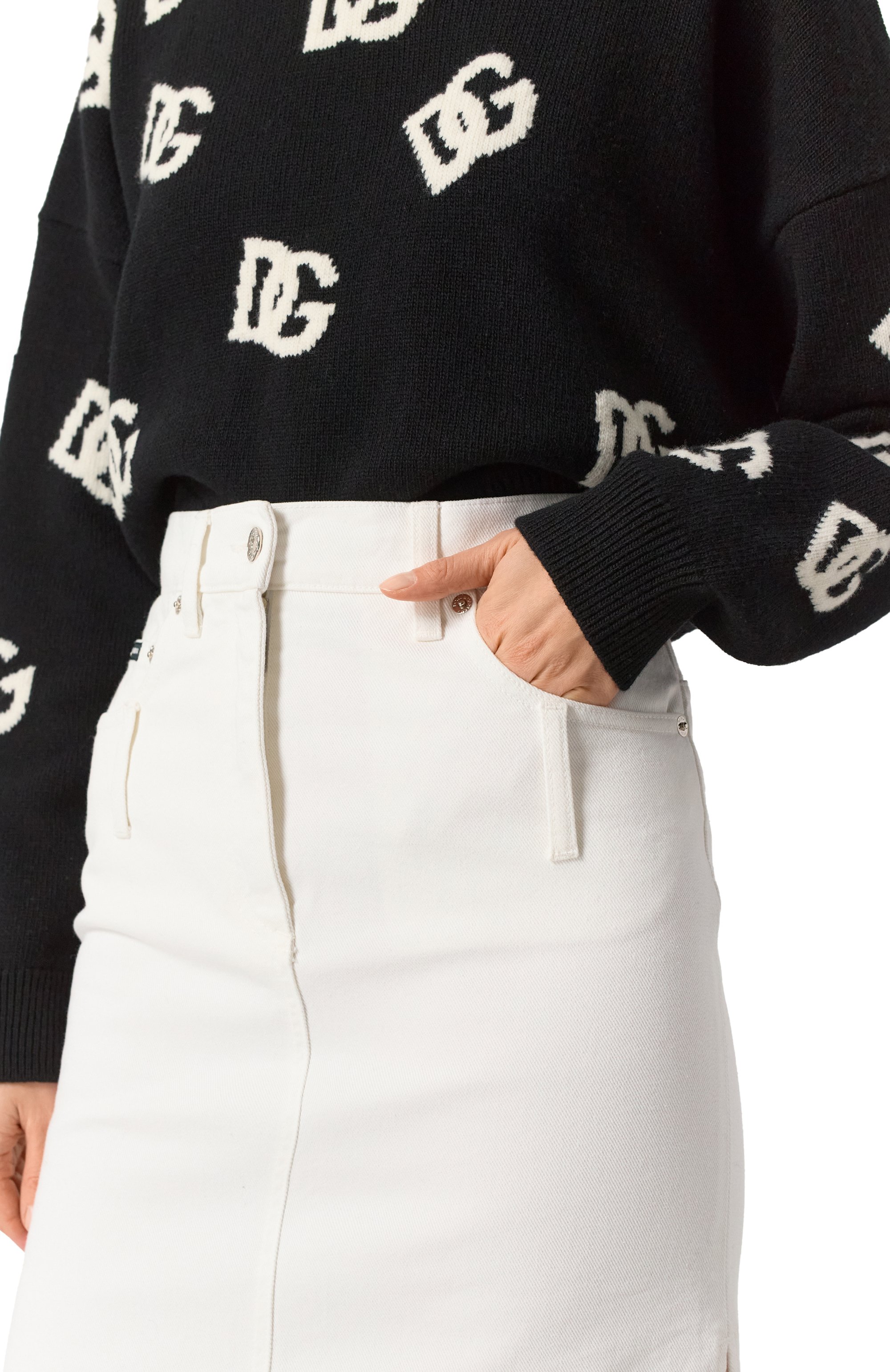 Джинсовая юбка DOLCE & GABBANA белого цвета по цене 79150 руб., арт. F4CP1D/G8KZ4, фото 5 Джинсовая юбка DOLCE & GABBANA, арт. F4CP1D/G8KZ4, фото 5