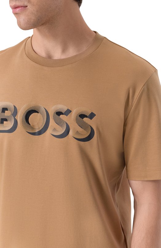 Хлопковая футболка BOSS 50551902 Бежевый  50551902 Фото 5