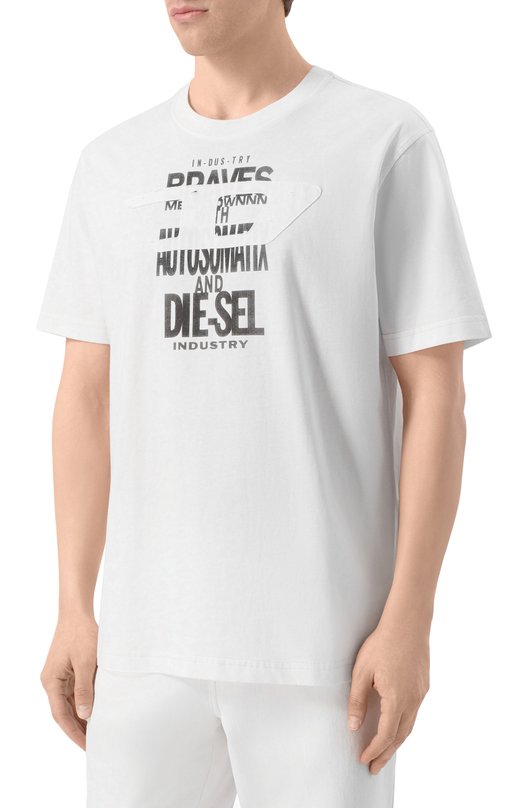 Хлопковая футболка Diesel A21037/0QIAM Белый  A21037/0QIAM Фото 3