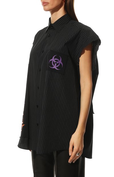 Хлопковая рубашка VETEMENTS черного цвета по цене 103000 руб., арт. UE52SH340X 1007/W, фото 3 Хлопковая рубашка VETEMENTS, арт. UE52SH340X 1007/W, фото 3