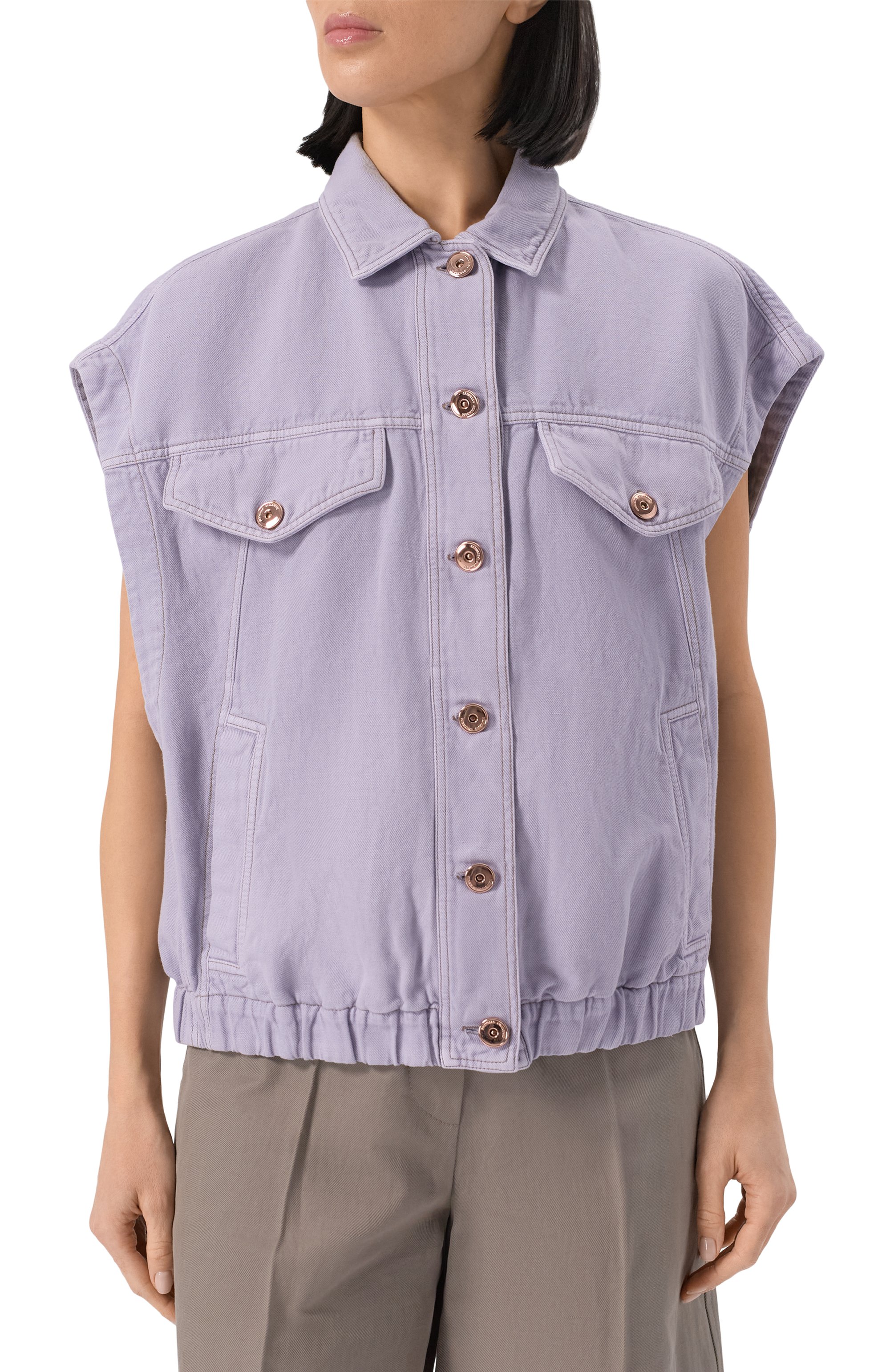 Жилет из хлопка и льна BRUNELLO CUCINELLI, арт. ML996FX706, фото 3