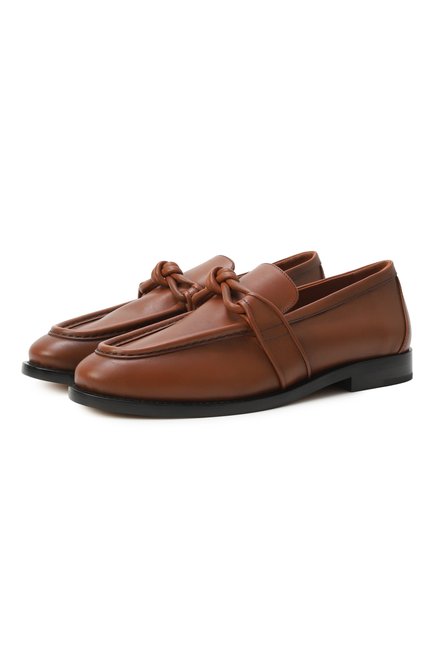 Женские кожаные лоферы astaire BOTTEGA VENETA коричневого цвета, арт. 796696/V4AF0 | Фото 1 (Материал сплава: Проставлено; Подошва: Плоская; Каблук высота: Низкий; Материал внешний: Натуральная кожа; Драгоценные камни: Проставлено; Материал внутренний: Натуральная кожа)