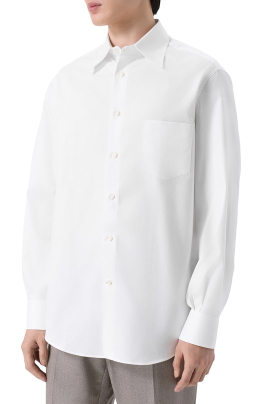 Хлопковая сорочка Brunello Cucinelli MW6040621 Белый  MW6040621 Фото 3