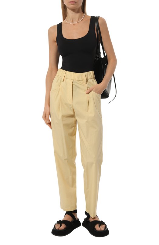 Хлопковые брюки Brunello Cucinelli M0H93B1021 Жёлтый  M0H93B1021 Фото 2