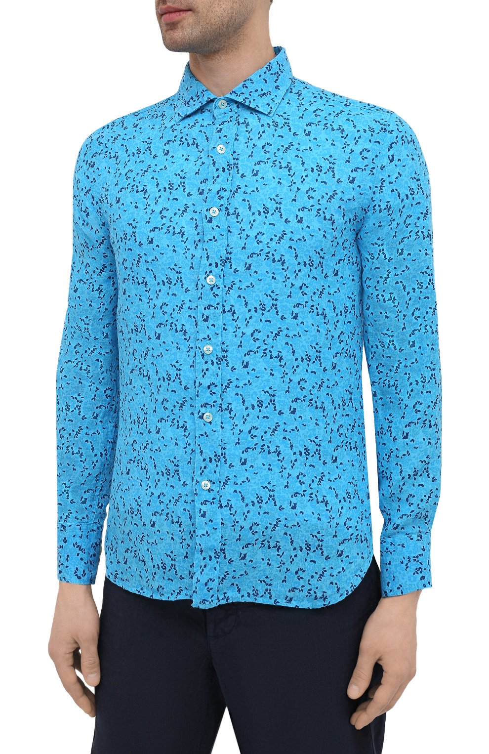 Льняная рубашка 120% LINO синего цвета по цене 28900 руб., арт. T0M1311/F980/000, фото 3 Льняная рубашка 120% LINO, арт. T0M1311/F980/000, фото 3