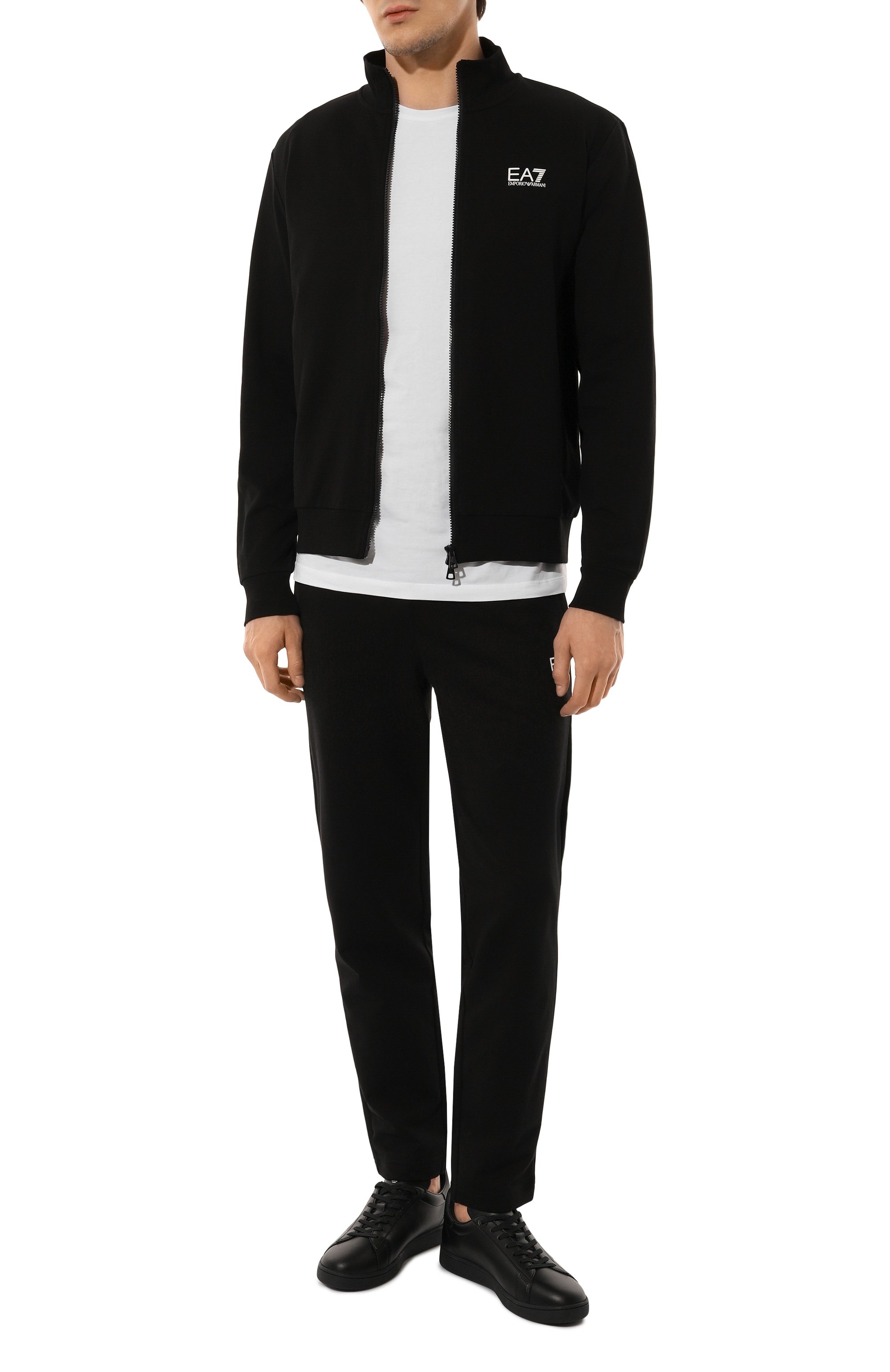 Хлопковый спортивный костюм EA7 черного цвета по цене 19950 руб., арт. 8NPV61/PJVRZ, фото 1 Хлопковый спортивный костюм EA7, арт. 8NPV61/PJVRZ, фото 1