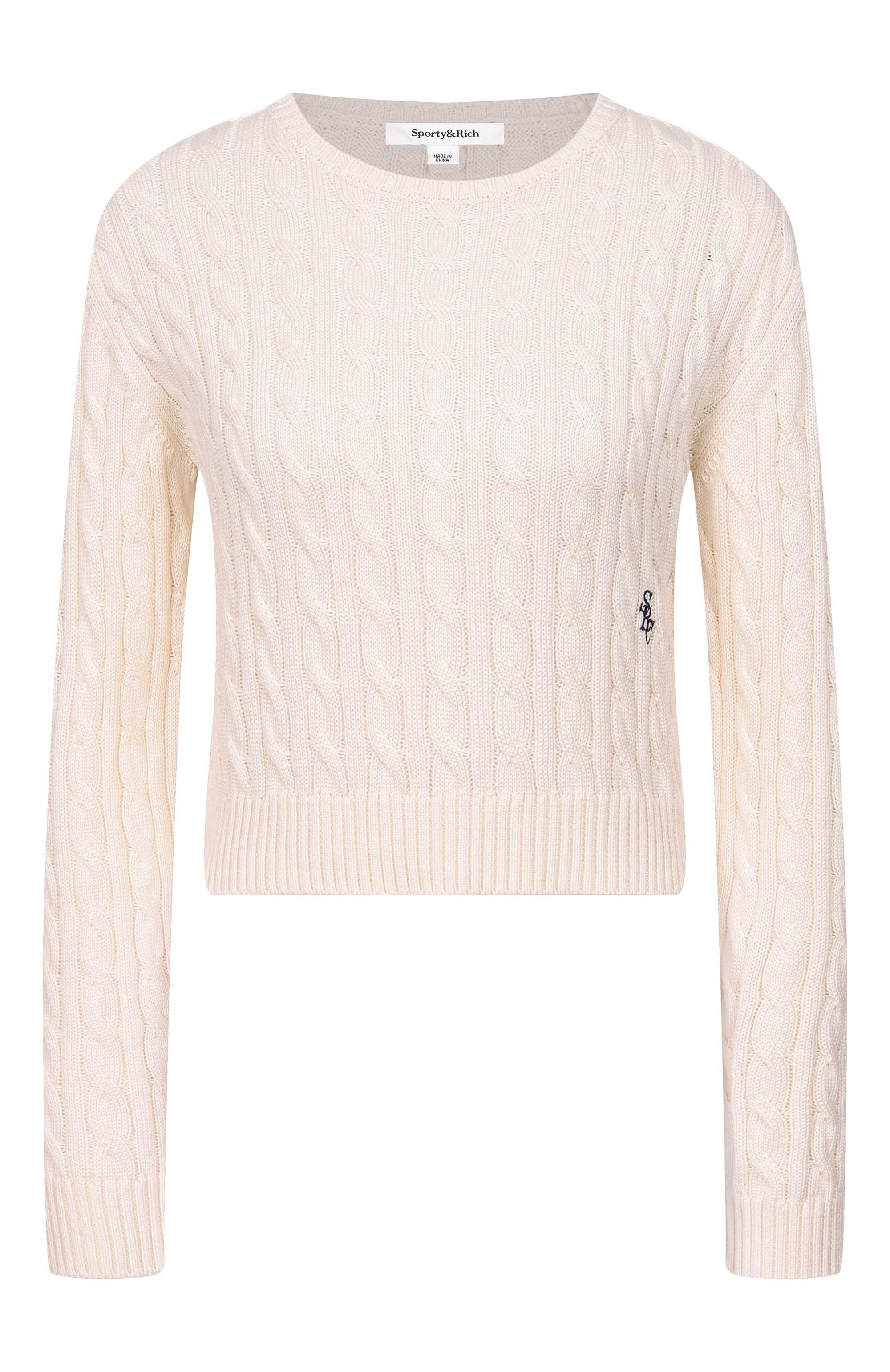Хлопковый свитер SPORTY AND RICH кремового цвета по цене 28600 руб., арт. WS094710326WH37, фото 1 Хлопковый свитер SPORTY AND RICH, арт. WS094710326WH37, фото 1