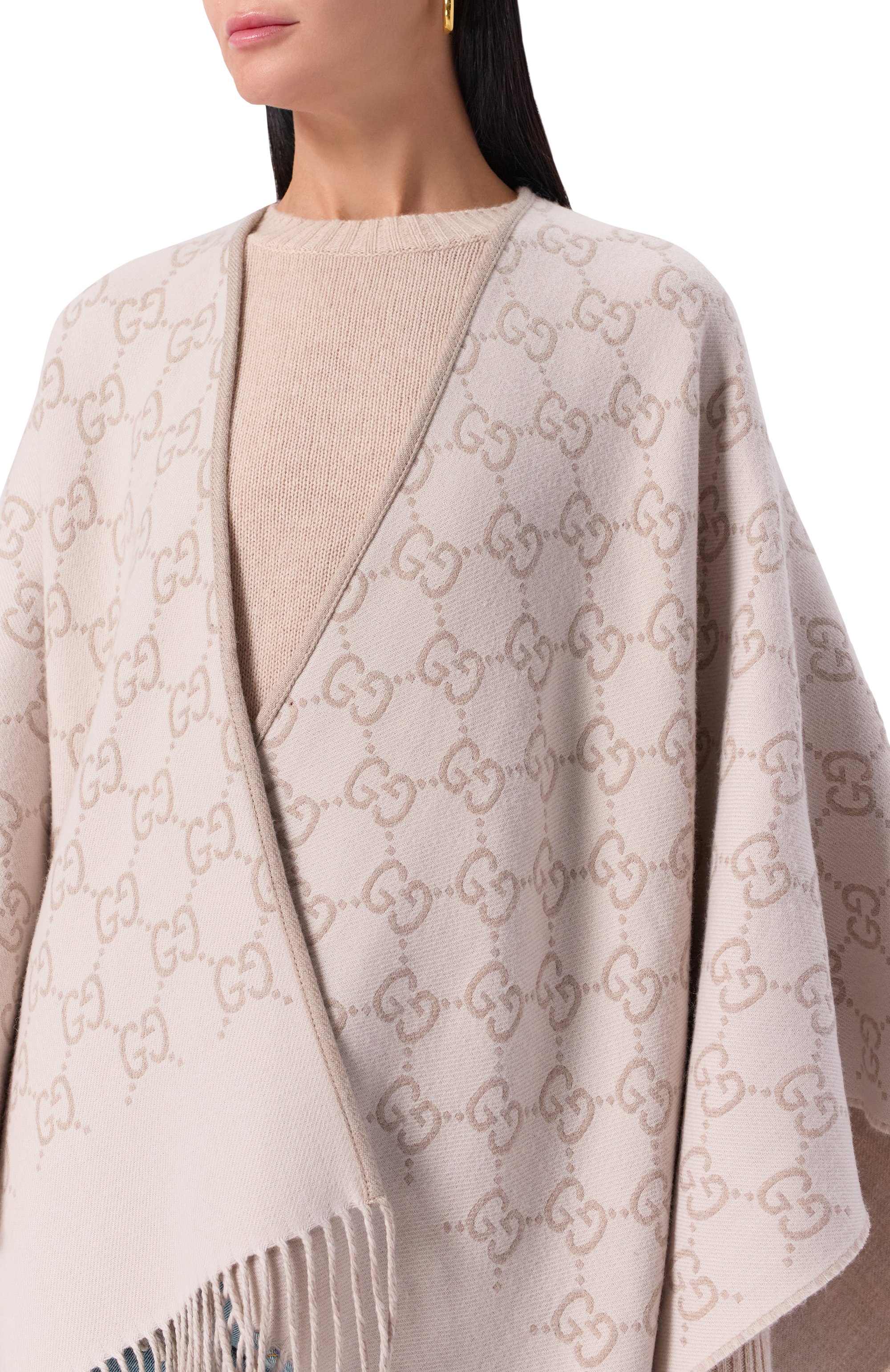 Шерстяное пончо GUCCI, арт. 817831/3G200, фото 5