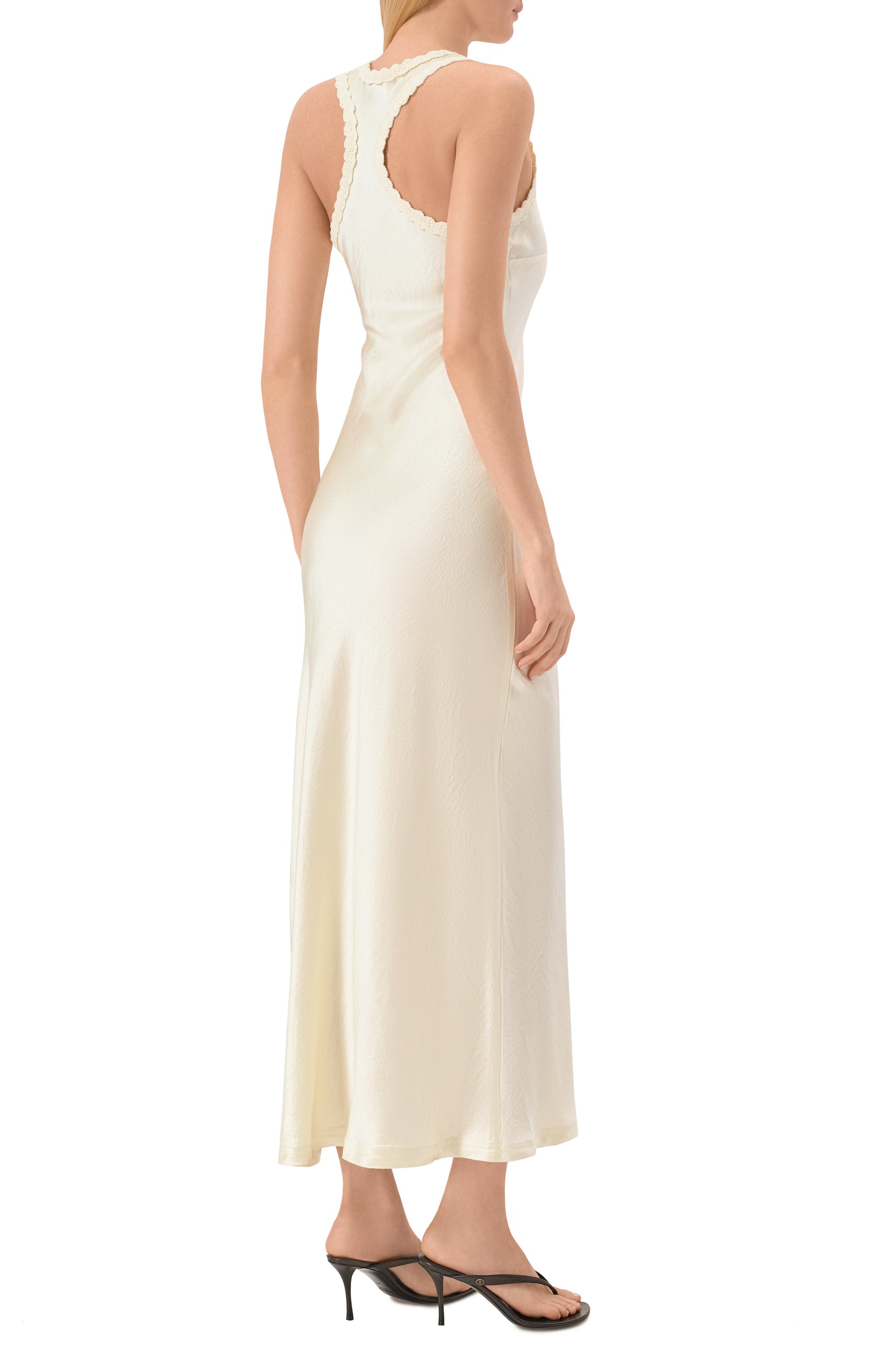 Атласное платье YUZEFI, арт. S0LYR-ACETATE SC00P NECK DRESS/SATEEN, фото 3