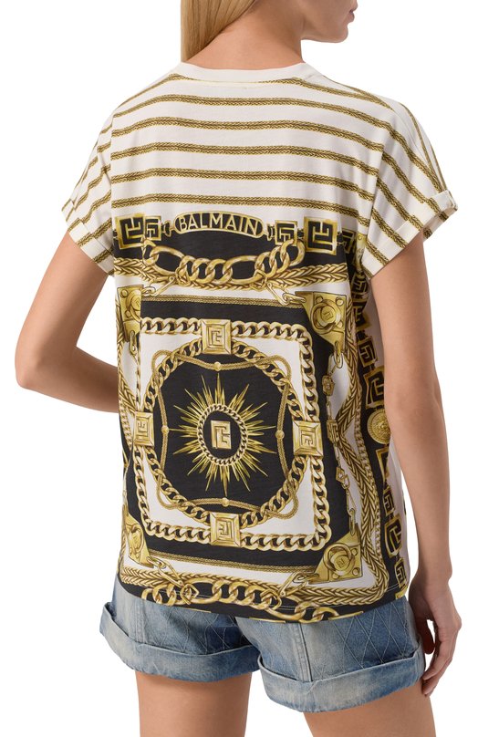 Хлопковая футболка Balmain FF1EF012/GF02 Разноцветный  FF1EF012/GF02 Фото 4