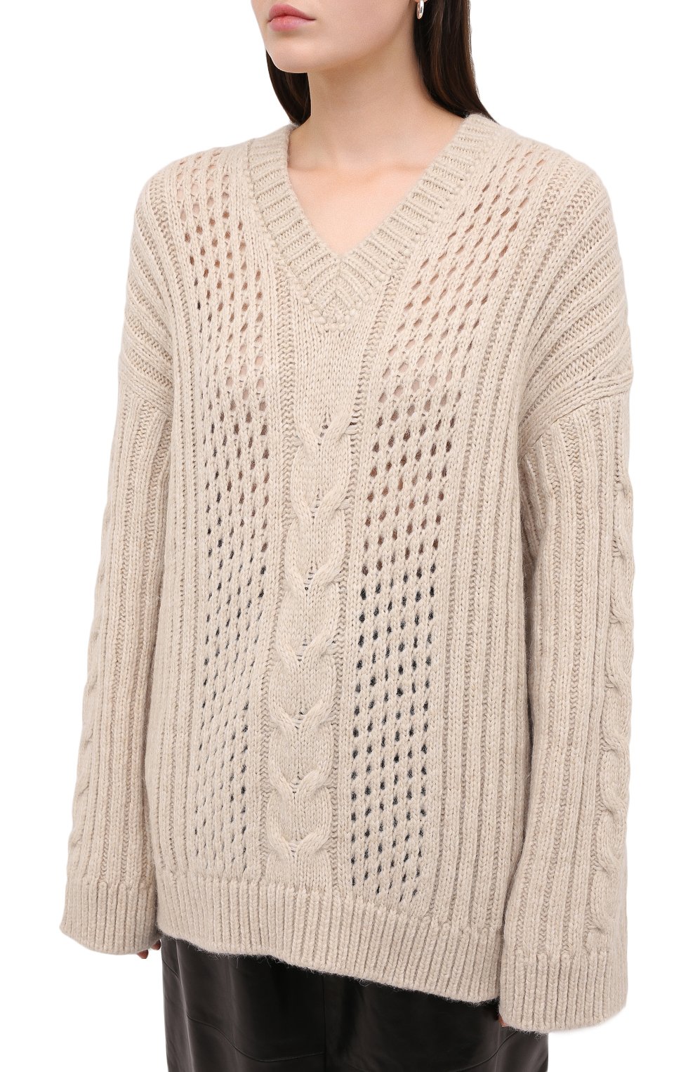 Шерстяной свитер NANUSHKA, арт. ARWAN_CREME_CHUNKY CABLE KNIT, фото 3