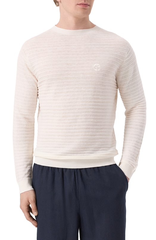 Джемпер изо льна и хлопка Giorgio Armani GM000978/AF14548 Белый  GM000978/AF14548 Фото 3
