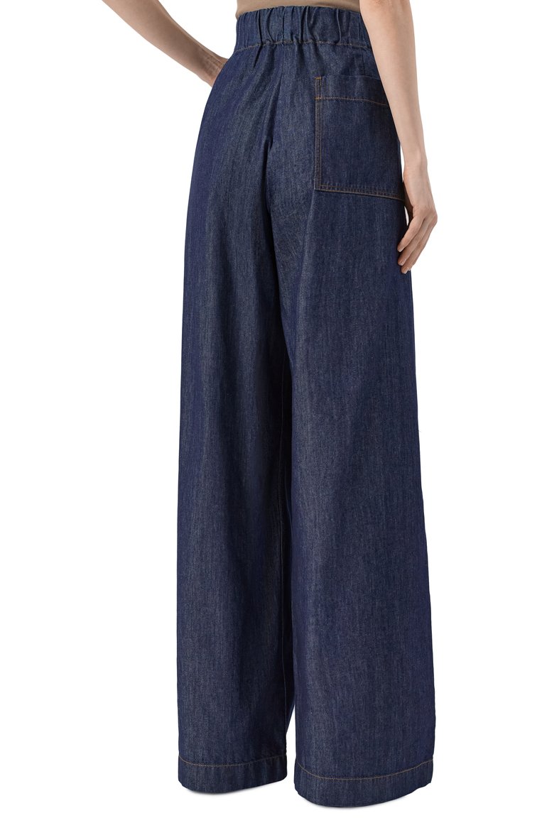 Женские джинсы DRIES VAN NOTEN синего цвета, арт. 251-010936-1553 | Фото 4 (Длина (брюки, джинсы): Удлиненные; Материал внешний: Хлопок, Деним; Силуэт Ж (брюки и джинсы): Широкие; Кросс-КТ: Деним; Стили: Минимализм; Автоматизация состава: Проставлено; Автоматизация ТО: Проставлено)