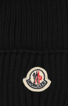 Детского шерстяная шапка с мехом MONCLER темно-синего цвета, арт. G2-954-3B711-10-04S01 | Фото 3 (Материал: Текстиль, Шерсть; Материал сплава: Проставлено; Нос: Не проставлено)