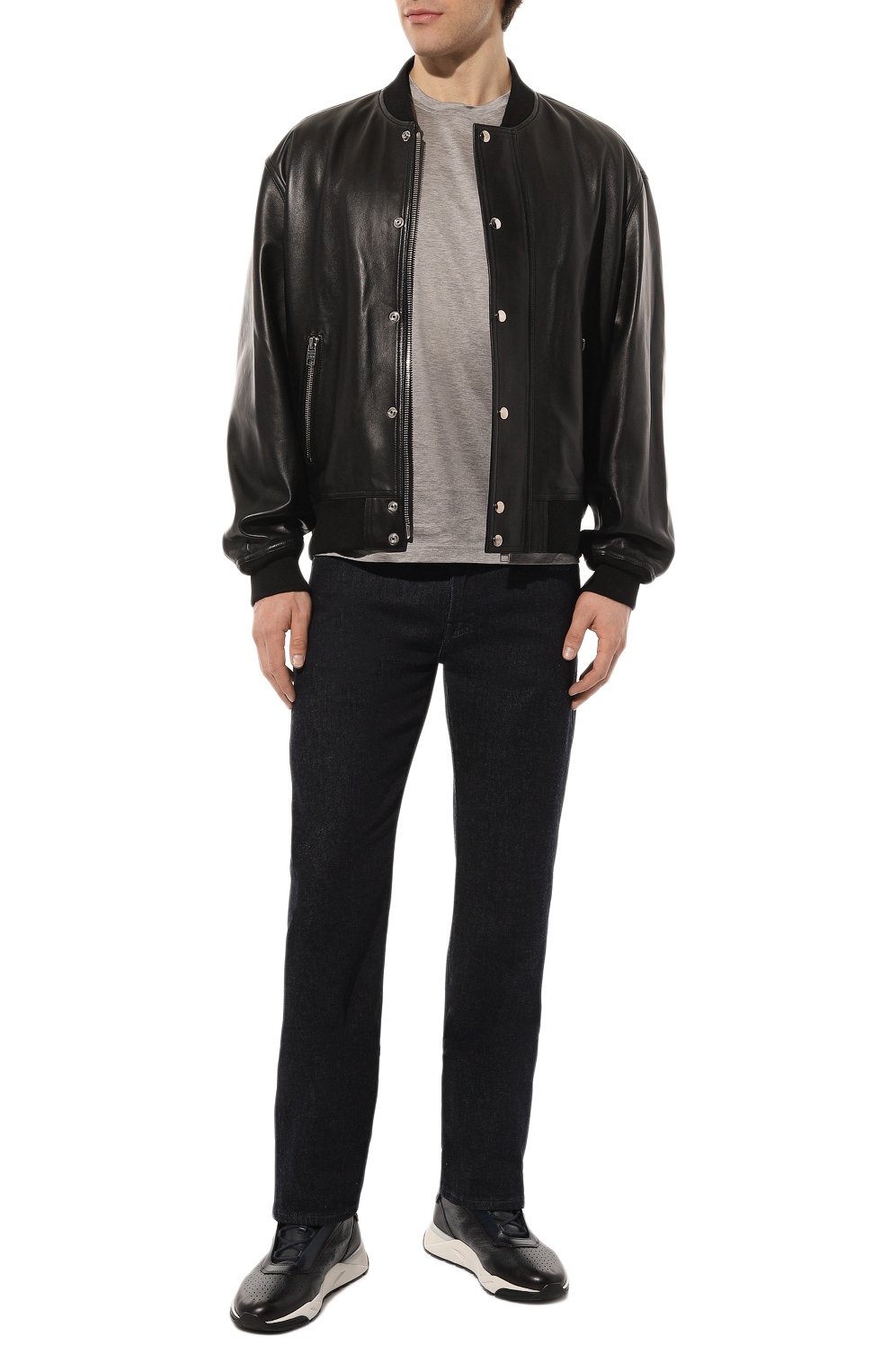 Кожаные кроссовки SANTONI темно-синего цвета по цене 65050 руб., арт. MBIM21694BINNDYEG60, фото 2 Кожаные кроссовки SANTONI, арт. MBIM21694BINNDYEG60, фото 2