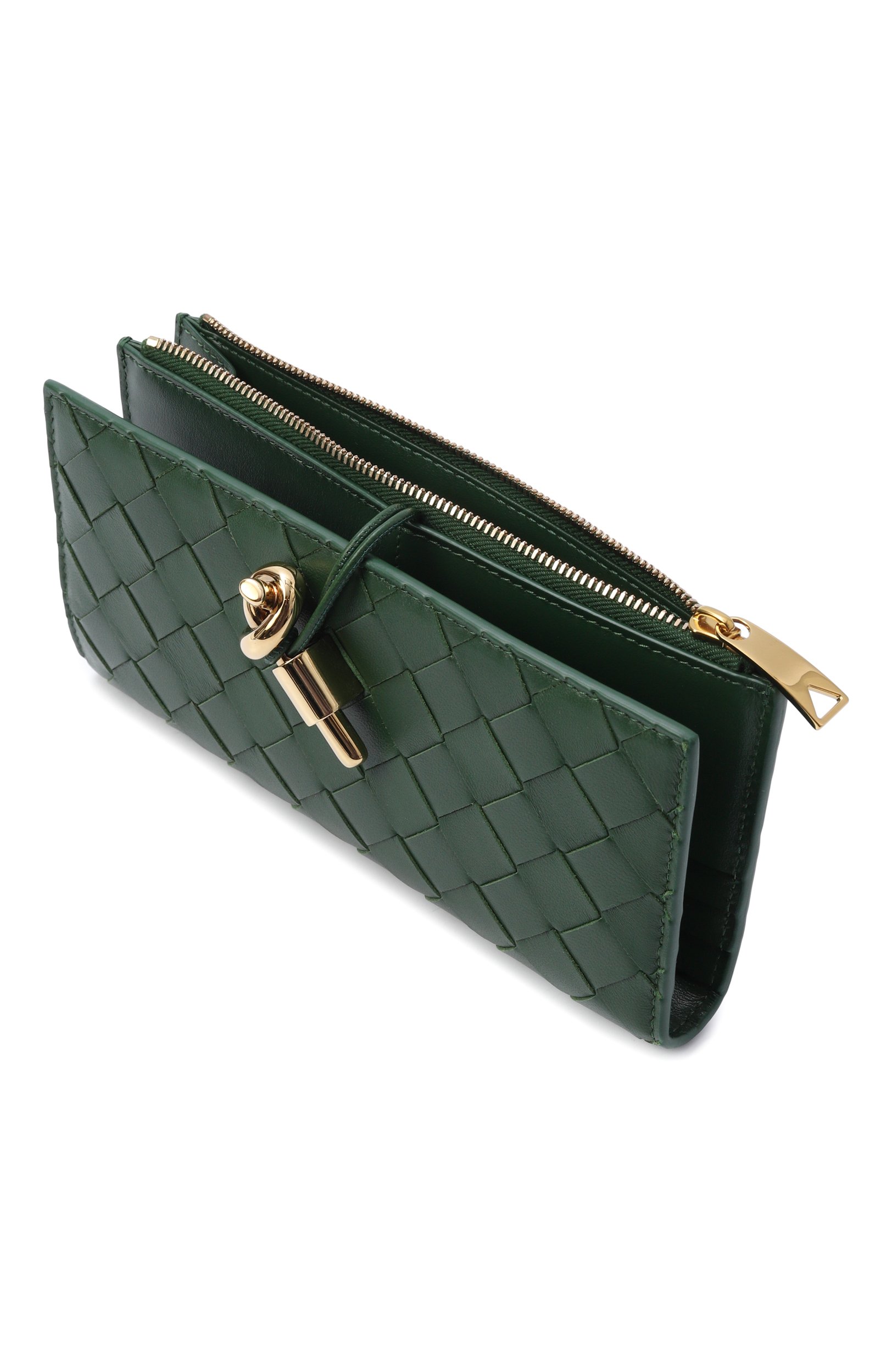 Кожаный кошелек BOTTEGA VENETA темно-зеленого цвета по цене 157500 руб., арт. 836944/VCPP2, фото 3 Кожаный кошелек BOTTEGA VENETA, арт. 836944/VCPP2, фото 3