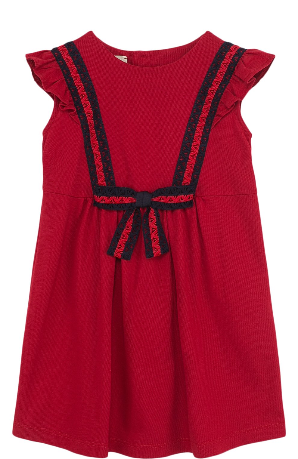 Хлопковое платье с бантом и контрастной отделкой GUCCI, арт. 503462/X9N98, фото 1