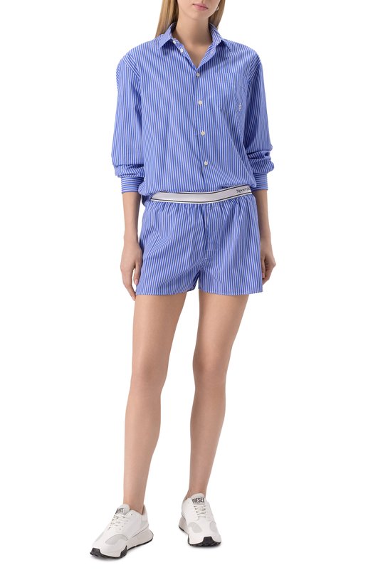 Хлопковые шорты Sporty and Rich SH015612300ST02 Голубой  SH015612300ST02 Фото 2