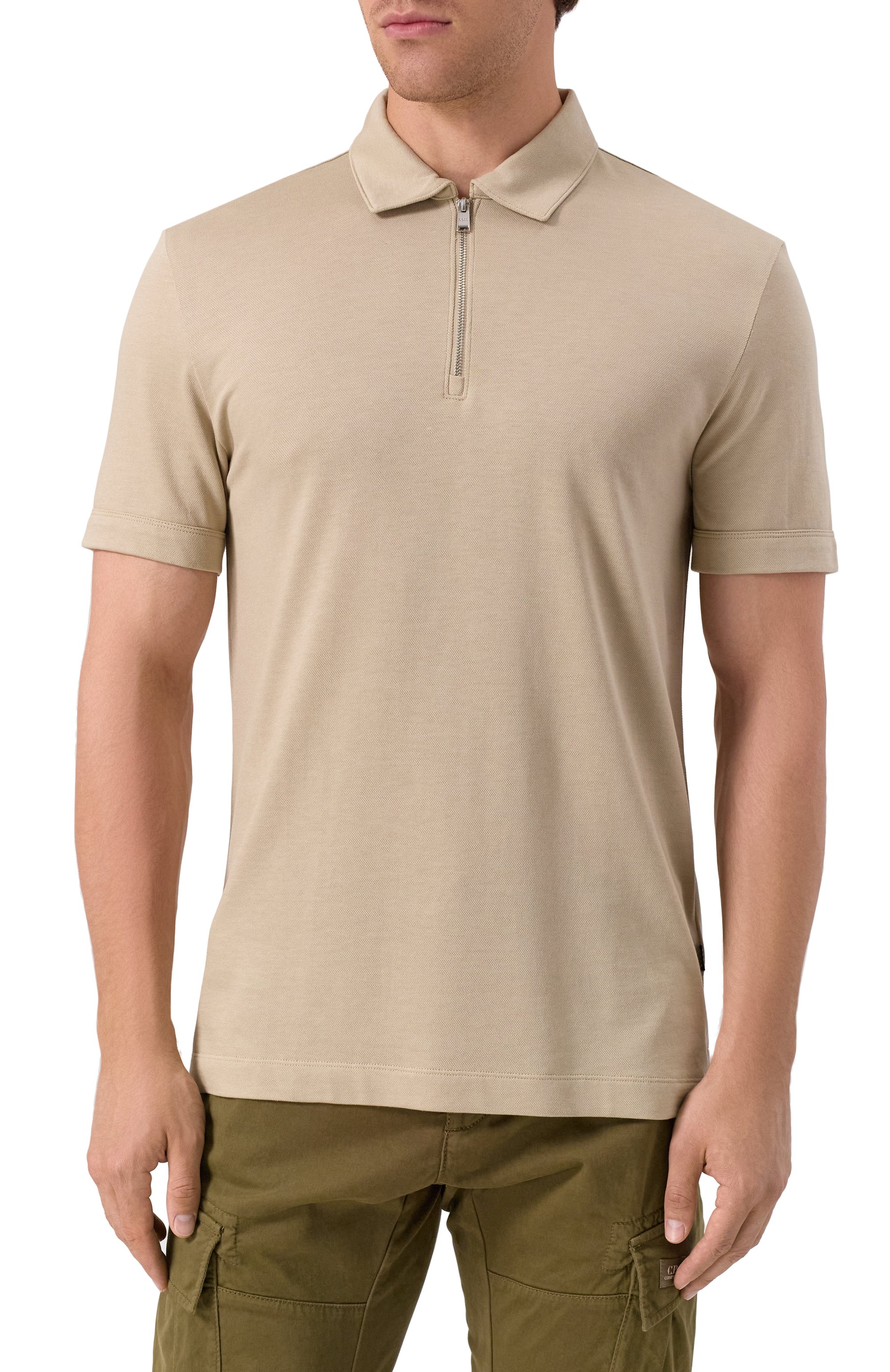 Поло из лиоцелла и хлопка BOSS бежевого цвета по цене 19950 руб., арт. 50544091, фото 3 Поло из лиоцелла и хлопка BOSS, арт. 50544091, фото 3