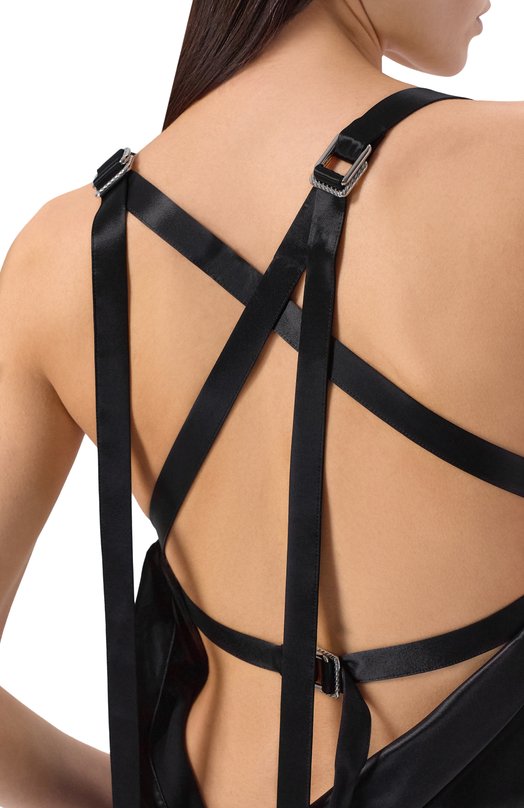 Атласное платье The Attico 260WCW00261/VVV102AA Чёрный  260WCW00261/VVV102AA Фото 4