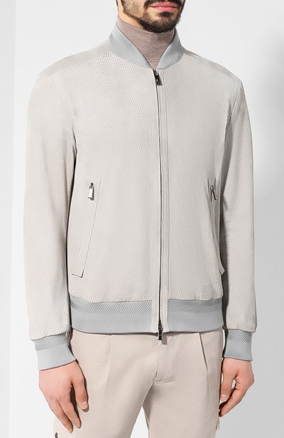 Кожаный бомбер ZEGNA светло-серого цвета по цене 468500 руб., арт. USPGL/S179, фото 3 Кожаный бомбер ZEGNA, арт. USPGL/S179, фото 3
