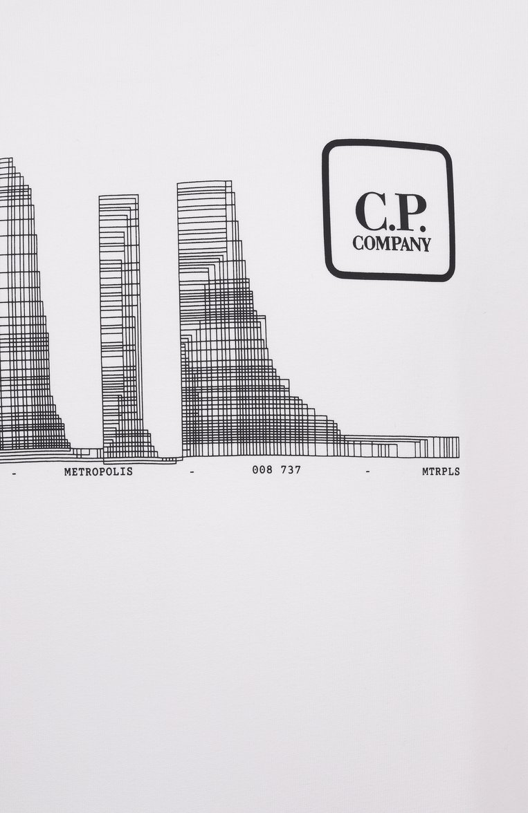Мужской хлопковый свитшот C.P. COMPANY белого цвета, арт. 18CLSS051A006452W | Фото 6 (Материал внешний: Хлопок; Рукава: Длинные; Длина (для топов): Стандартные; Мужское Кросс-КТ: свитшот-одежда; Стили: Кэжуэл; Принт: С принтом)