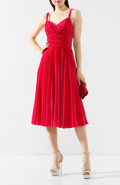 Бархатное платье DOLCE & GABBANA розового цвета по цене 246000 руб., арт. F6G7RT/FUVKQ, фото 2 Бархатное платье DOLCE & GABBANA, арт. F6G7RT/FUVKQ, фото 2