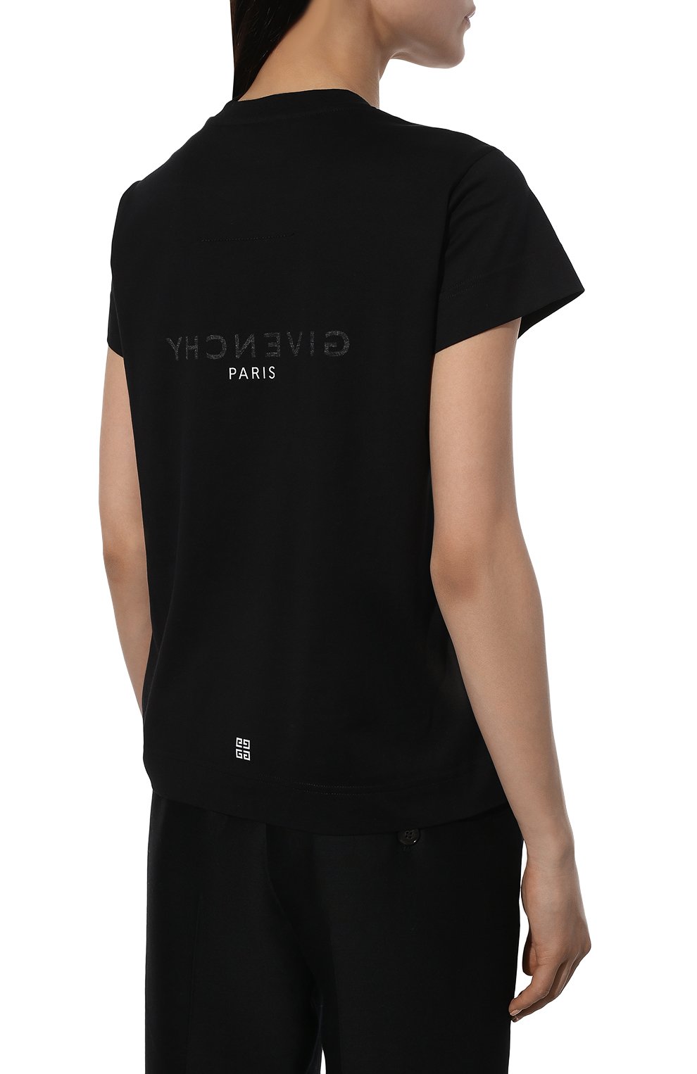 Хлопковая футболка GIVENCHY черного цвета по цене 42900 руб., арт. BW707Y3Z5W, фото 4 Хлопковая футболка GIVENCHY, арт. BW707Y3Z5W, фото 4