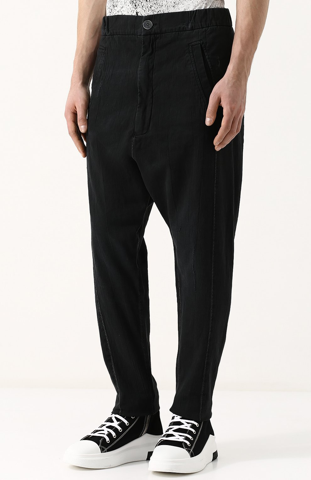 Брюки прямого кроя из смеси хлопка и льна с заниженной линией шага 10SEI0OTTO, арт. 3229TD, фото 3