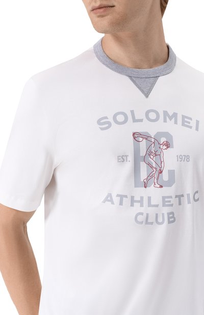Хлопковая футболка BRUNELLO CUCINELLI белого цвета по цене 75050 руб., арт. M0B131001W, фото 5 Хлопковая футболка BRUNELLO CUCINELLI, арт. M0B131001W, фото 5