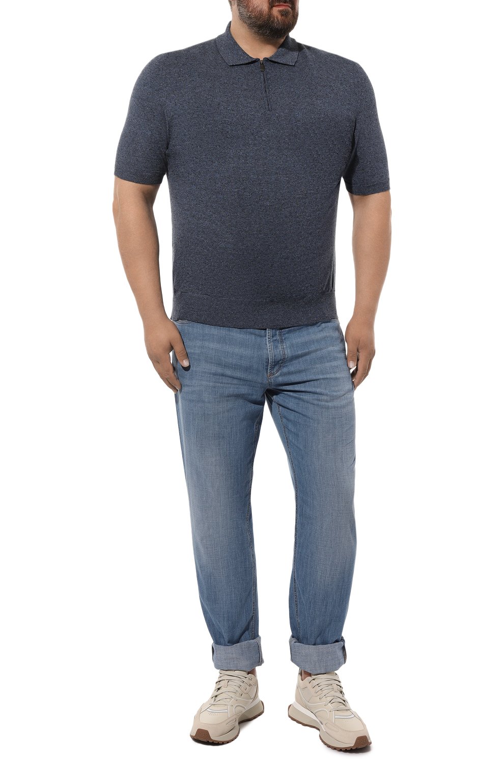 Поло из хлопка и льна CANALI, арт. C0454B/MK01450/60-68, фото 2
