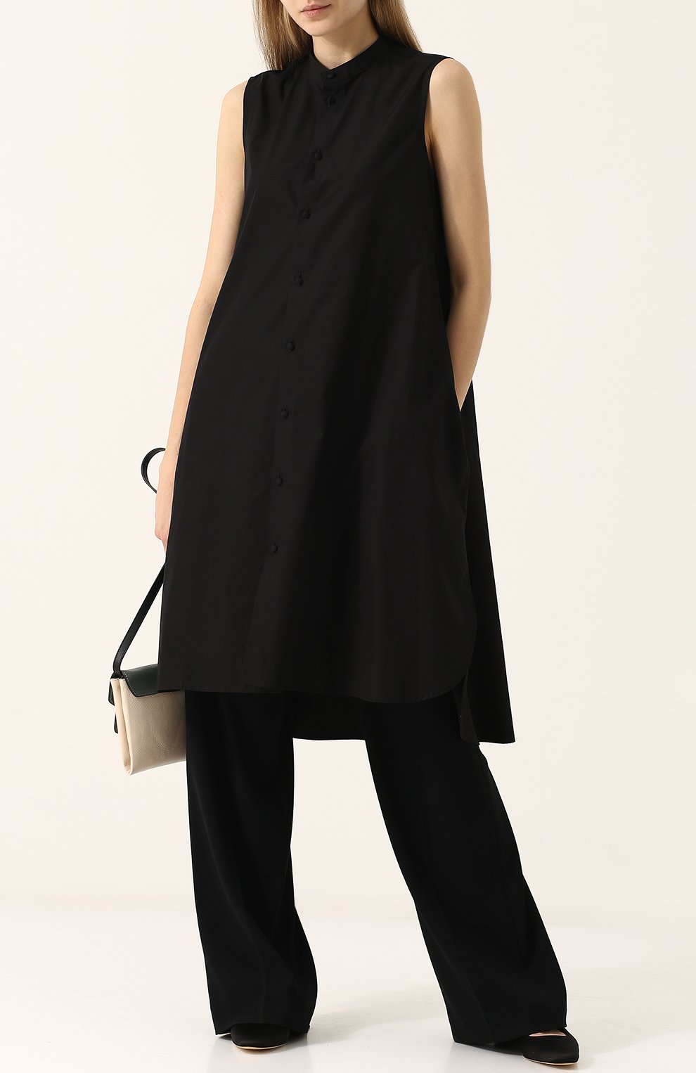 Удлиненный хлопковый топ без рукавов YOHJI YAMAMOTO, арт. FE-D53-001, фото 2