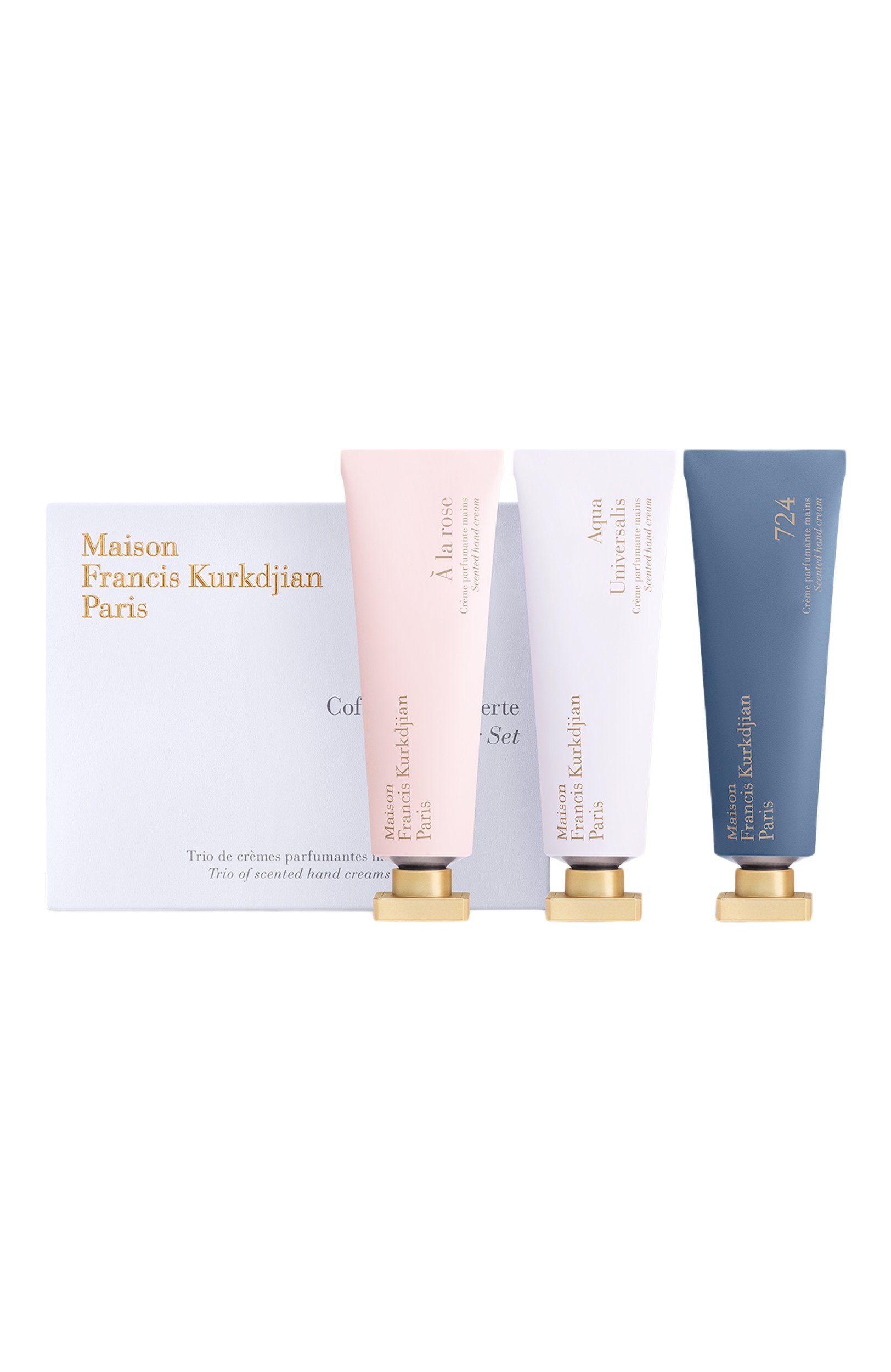 Набор парфюмированных кремов для рук: 724, a la rose, aqua universalis (3х20ml) MAISON FRANCIS KURKDJIAN бесцветного цвета по цене 7900 руб., арт. RA9CMCM1, фото 1 Набор парфюмированных кремов для рук: 724, a la rose, aqua universalis (3х20ml) MAISON FRANCIS KURKDJIAN, арт. RA9CMCM1, фото 1