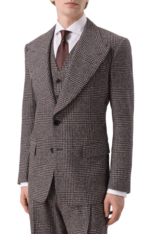 Пиджак из шерсти и хлопка Dolce & Gabbana G2VT5T/FQMKD Коричневый  G2VT5T/FQMKD Фото 3