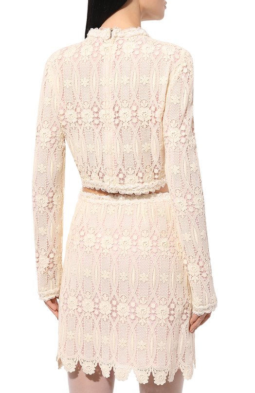 Хлопковый топ Giambattista Valli 24FWPVCA1032-17LUS Кремовый  24FWPVCA1032-17LUS Фото 4