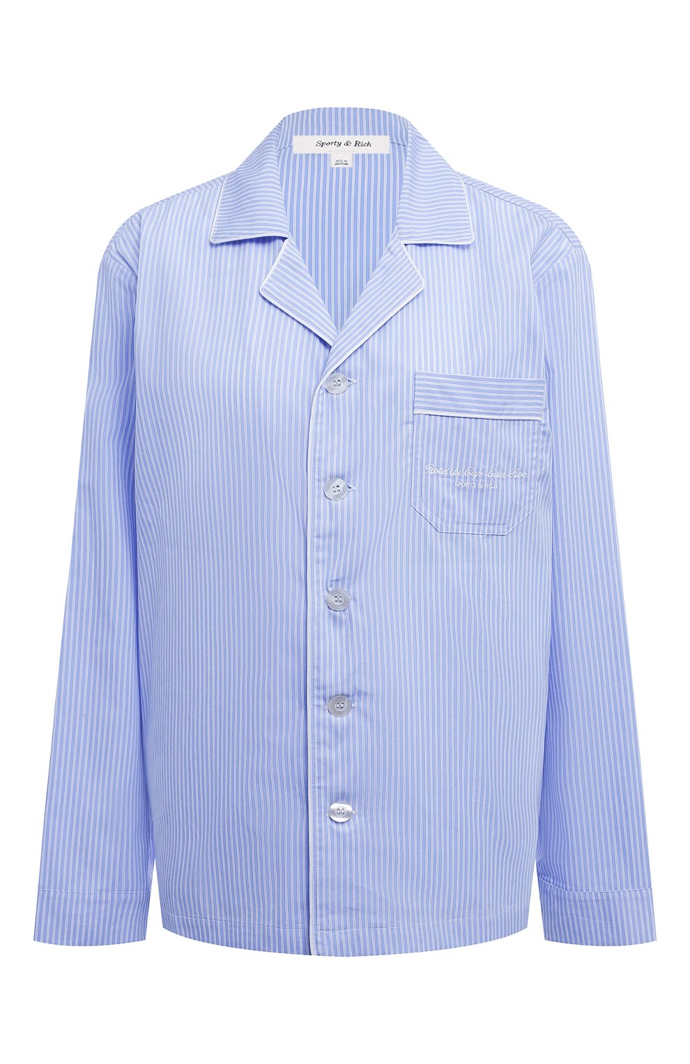 Хлопковая блузка SPORTY AND RICH голубого цвета по цене 19400 руб., арт. SI021501651ST03, фото 1 Хлопковая блузка SPORTY AND RICH, арт. SI021501651ST03, фото 1