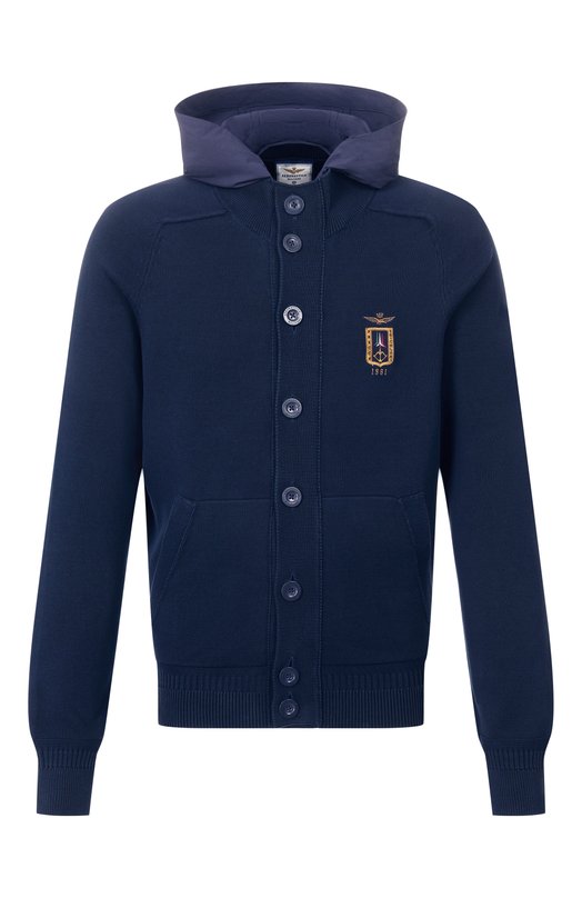 Хлопковый кардиган Aeronautica Militare AM1387UL00933 Синий AM1387UL00933