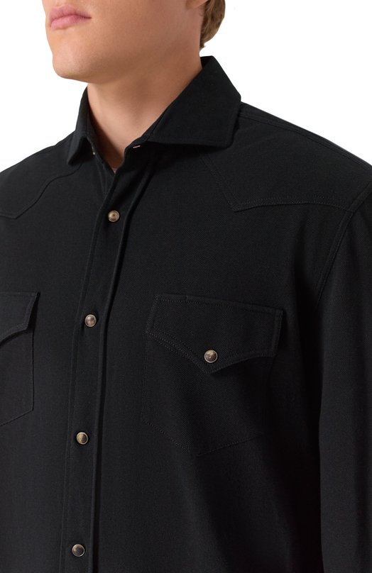 Хлопковая рубашка Brunello Cucinelli ME854B2268 Чёрный  ME854B2268 Фото 5