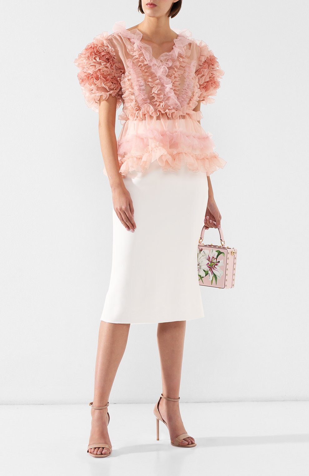 Шелковый топ DOLCE & GABBANA светло-розового цвета по цене 267500 руб., арт. F73U7T/FU1BU, фото 2 Шелковый топ DOLCE & GABBANA, арт. F73U7T/FU1BU, фото 2