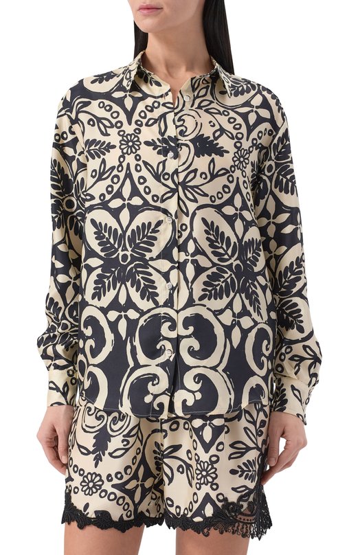 Шелковая рубашка Maurizio W07210481 Бежевый  W07210481 Фото 3